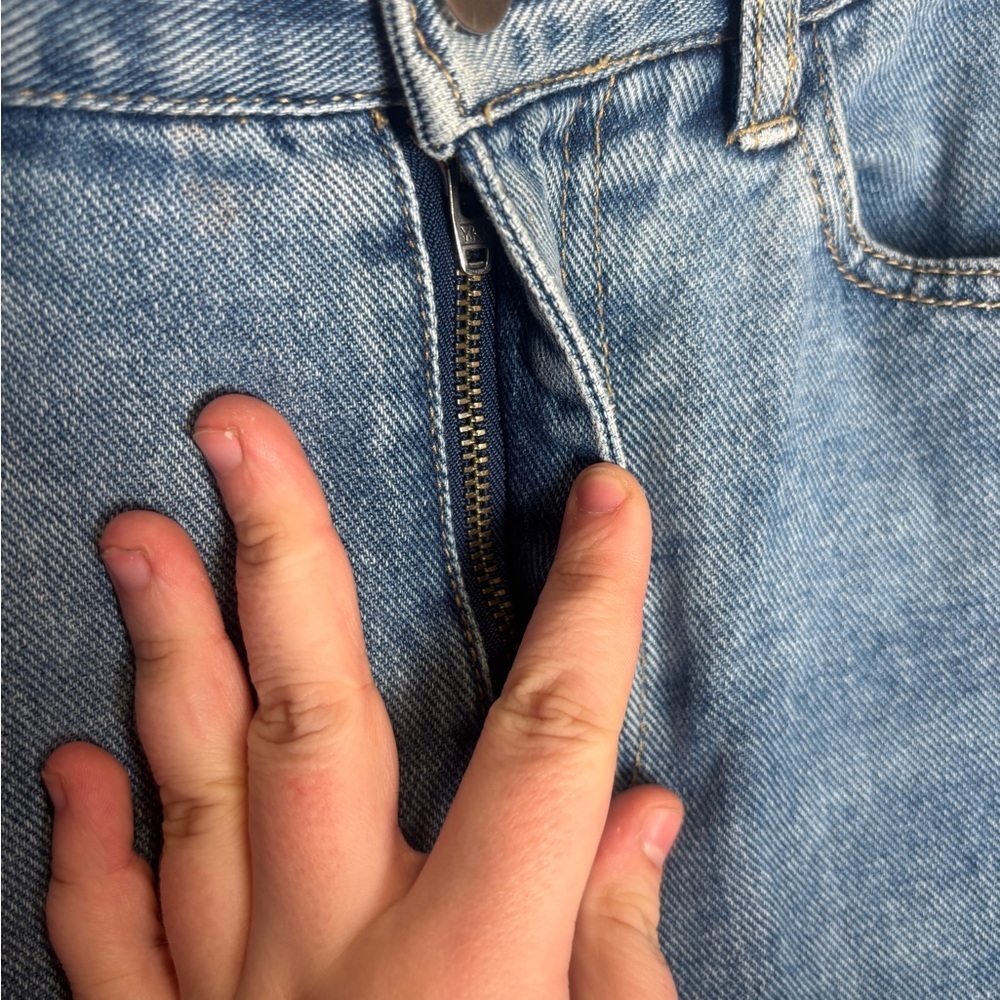 OAK + FORT Classic Distressed Blue Denim - Picture 5 of 9